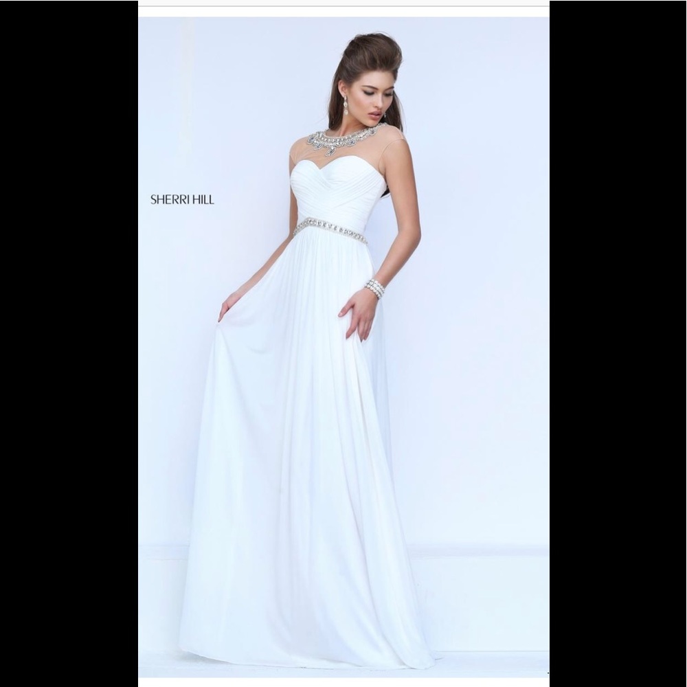 Sherri Hill white illusion dress size 2